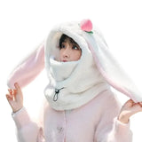 Cartoon Rabbit Ear Ski Helmet Cover Comfortable Soft Cycling Skiing Helmet Hat Lovely Winter Warm Plush Cap for Girl Women