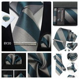 Classic 100% Silk Men's Ties In Gift box 8cm Plaid Dot Striped Business Necktie Handkerchief Cufflinks Wedding Party Tie Set