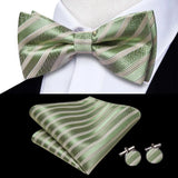Hi-Tie Nœud papillon rayé noir et rouge pour homme, mouchoir, boutons de manchette, en soie pré-nouée, pour soirée d'affaires masculine, vente en gros