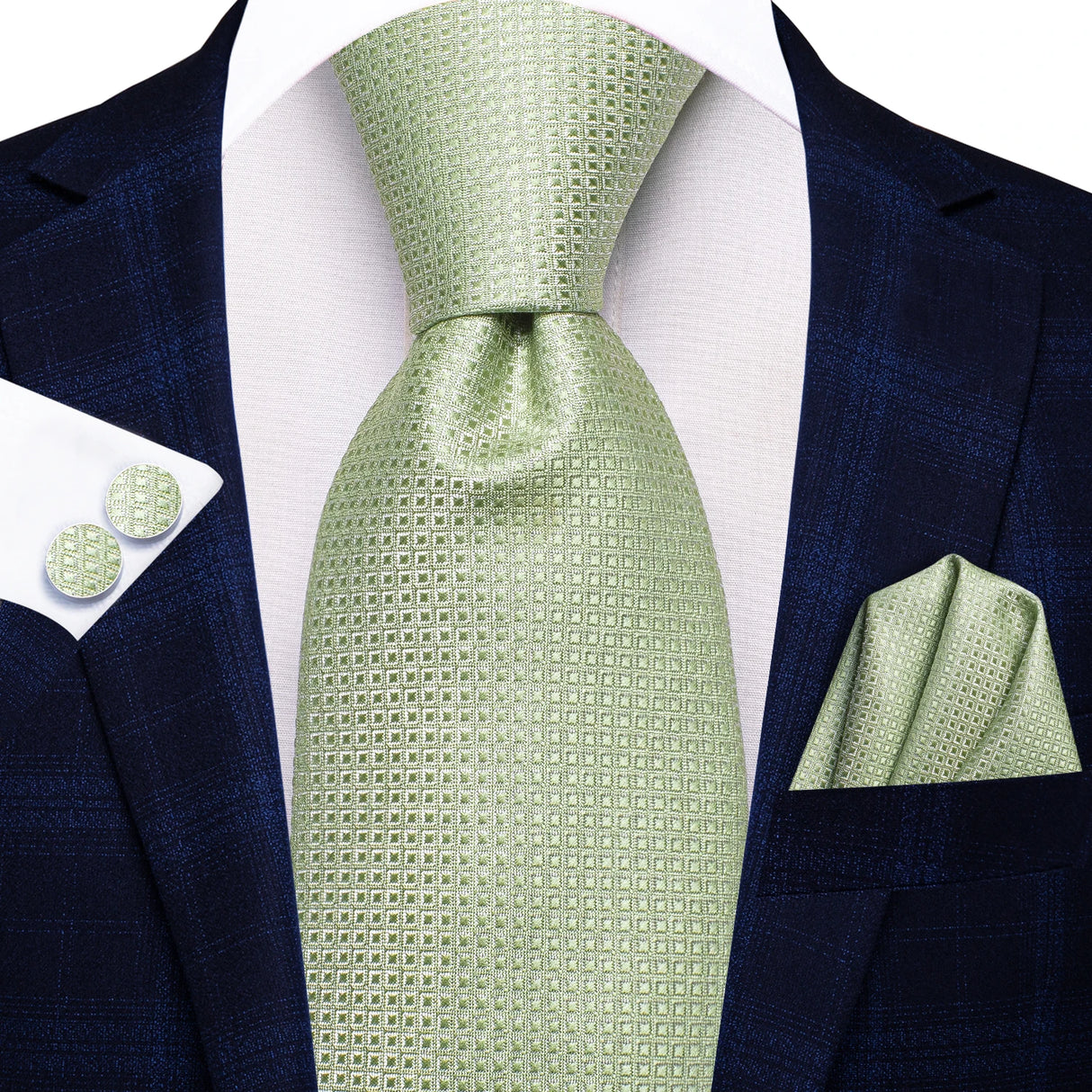 Cravate de mariage en soie unie bleu clair Hi-Tie pour homme, design tendance, boutons de manchette élégants, pour affaires, fête, livraison directe