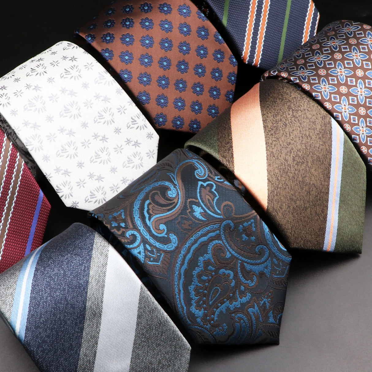 Cravate rayée pour homme, motif cachemire floral, marron et gris, idéale pour les loisirs, les affaires, le quotidien, les mariages, les fêtes, les accessoires, cadeau