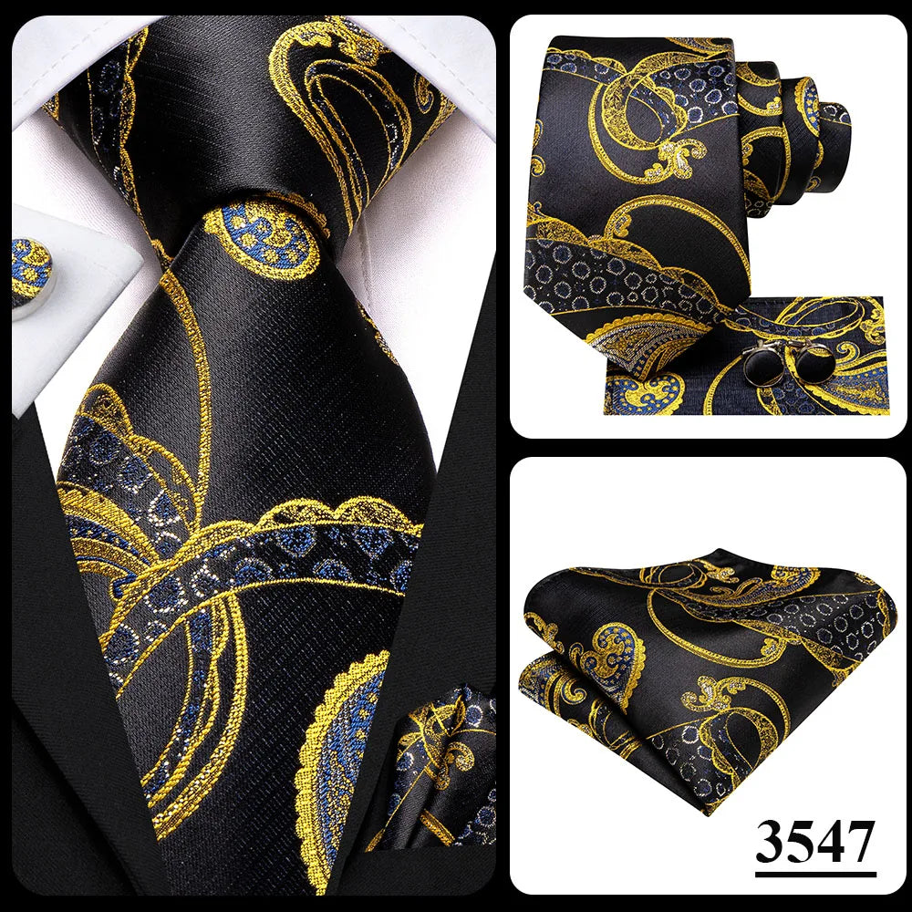 Hi-Tie Cravate de mariage en soie pour homme, motif cachemire, couleur unie, rose, corail, design tendance, qualité, mouchoir, bouton de manchette, fête d'affaires
