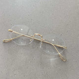 New Trendy Anti-blue Light Vintage Frameless Square Eyeglasses for Women Girls Blue Light Blocking Glasses Eyewear Accessories
