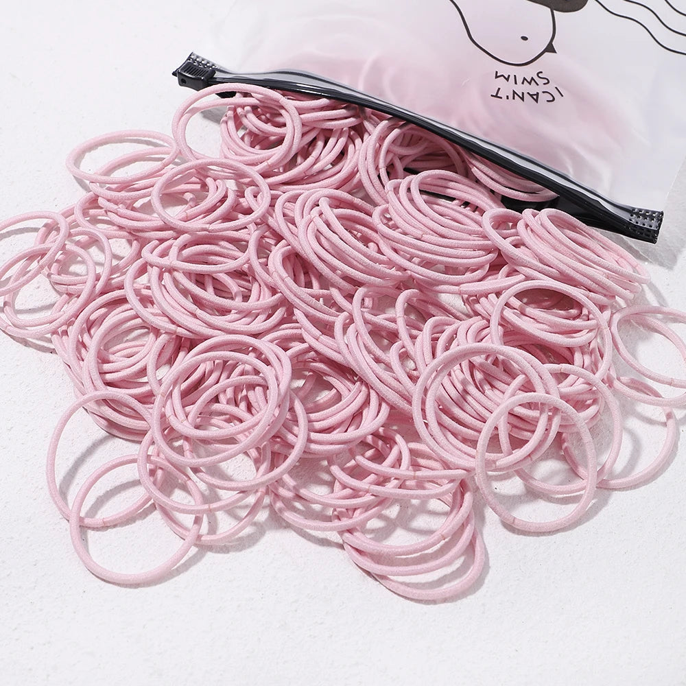 Lot de 50 bandeaux élastiques en caoutchouc pour cheveux, style macaron, très élastiques, durables, pour queue de cheval haute, pour femmes et enfants