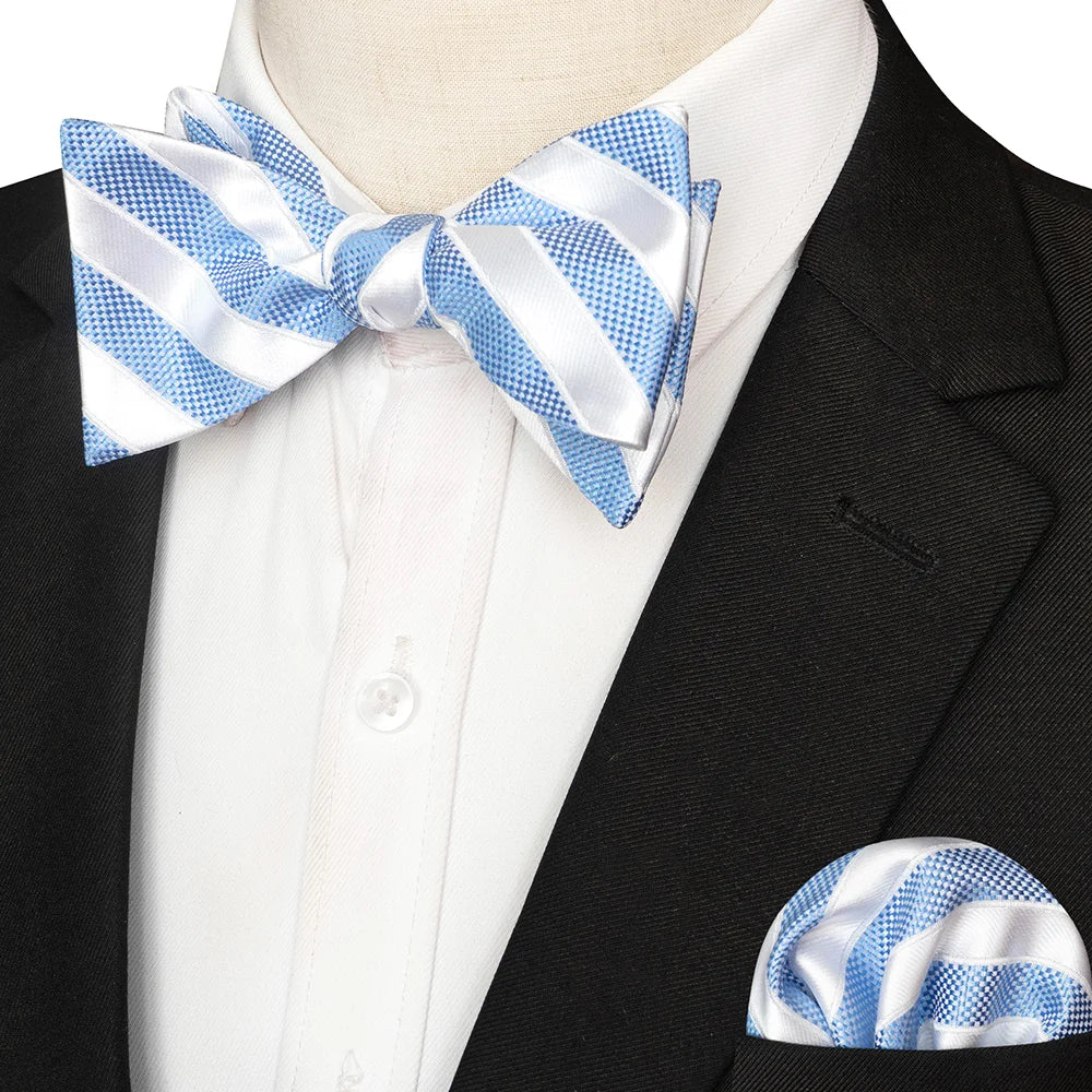 EASTEPIC Striped Bow Tie for Men Hanky Set Plaid Accessory Paisley Neckwear Floral Design Polka Dot Pure Black Evening Party