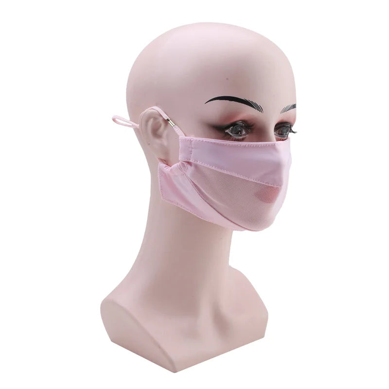 Masque de protection solaire sans trace pour femmes, en soie glacée, anti-ultraviolet, respirant, fin, tendance, été, 2024