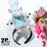 5PCS Headband Cartoon Mouse Hairband New Cartoon Plush Doll Headband French Wide-brim Hairpin Photo Headwear Creative Girl Gift
