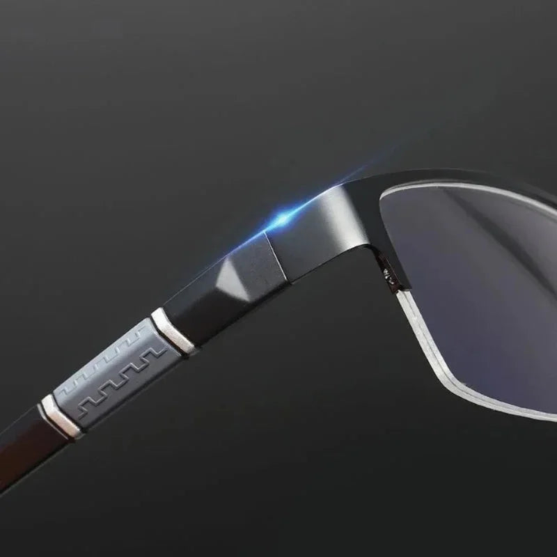 Men's Blue Light Blocking Reading Glasses Vintage Retro Metal Half Frame Eyeglasses Unisex Classic Business Eyewear Presbyopia