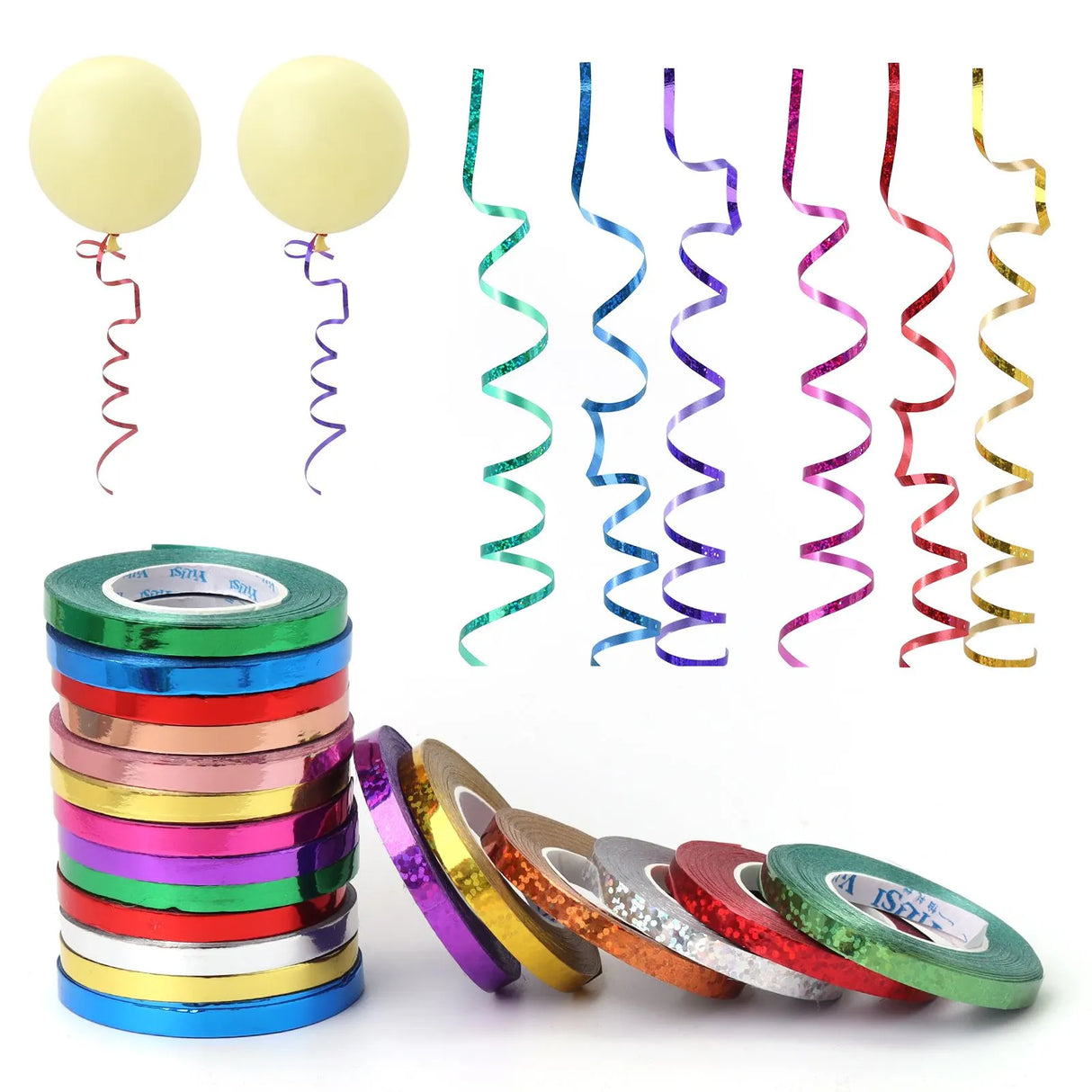 Rouleau de ruban pour ballons de 10 mètres, 5 mm, accessoire de fête, anniversaire, mariage, chaîne de ballons laser, rubans en satin, bricolage, décoration de fête