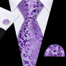 Male Gift Silk Men Tie Set Purple Violet Solid Paisley Striped Wedding Business Tie for Man Necktie Handky Cufflinks Barry.Wang