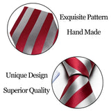 Silk Men Tie Set Blue Red Green Black White Ivory Teal Burgundy Striped Wedding Business Necktie Hanky Cufflinks Barry. Wang