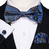 Barry.Wang Silk Mens Bow Tie White Green Pink Purple Jacquard Paisley Floral Pre-Tied Bowtie Hanky Cuffs Set Wedding Business