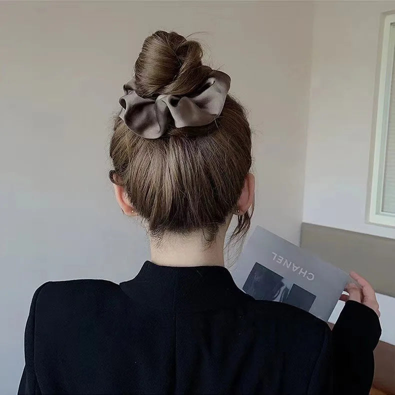 Elegant Silk Elastics Hair Band Solid Color Scrunchies for Women Girl Ponytail Holder Hair Rope Korean Hairband Hair Accessoires