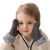 Winterwolle-Strickhandschuhe für Babys, Jungen und Mädchen, warm, Plüsch, dick, Vollfinger-Fäustlinge für 1–3 Jahre alte Kinder