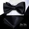 Hi-Tie Ensemble nœud papillon en soie pour homme, mouchoir et boutons de manchette, bleu, rouge, or, noir, blanc, jacquard, nœud papillon, mariage, affaires
