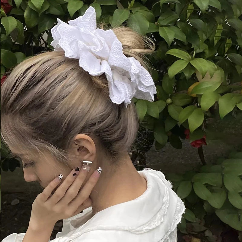 Oversized Lace Hair Scrunchie Elastic Ponytail Holder Elastic Hair Accessories