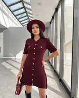 Robe courte élégante en tricot Trendix pour femme, coupe slim, taille haute, manches courtes, côtelée, idéale pour les vacances