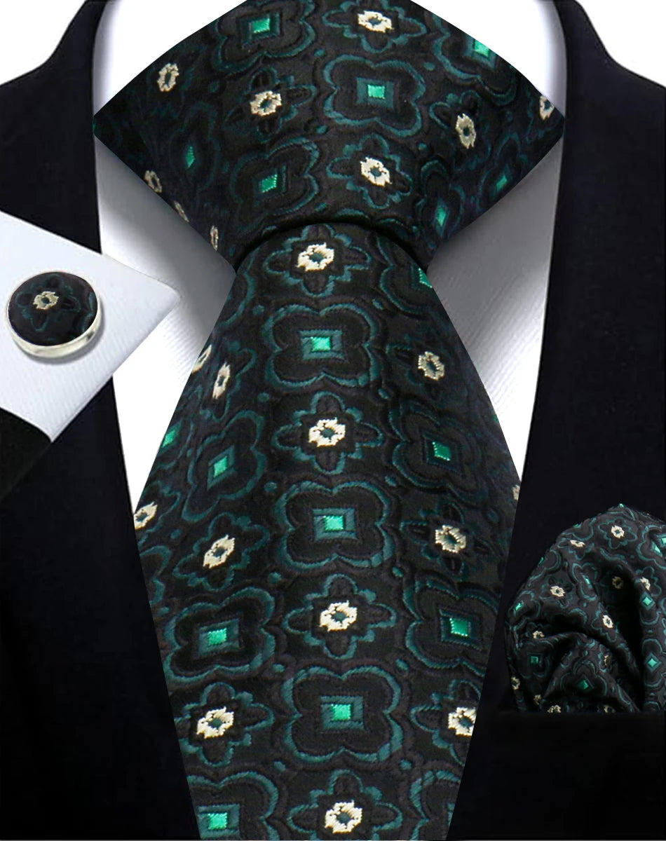 Cravate homme Paisley Jacquard tissé 8 cm formelle affaires mariage cravate poche carré ensemble costume cravate haute qualité fait main Gravata