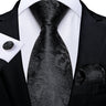 Cravate noire unie pour homme, 8 cm de large, en polyester, pour affaires, mariage, fête, pochette, boutons de manchette, cadeau pour mari