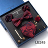 Brand Newest Design Silk Tie Set Handkerchief Pocket Squares Cufflink Bow Tie Clip Necktie Set Bussiness Wedding Suit Gift Box