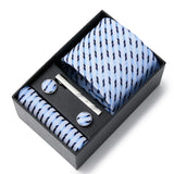 2023 New Style Wedding Gift Tie Pocket Squares Set Necktie Box Men Solid Black Suit Accessories Fit Wedding