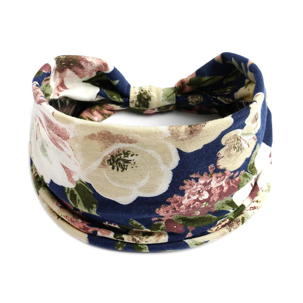 Bohemian Wide Cotton Stretch Headbands Women Headwrap Turban Headwear Bandage Hairbands Bandana Wide Headbands Hair Accessories