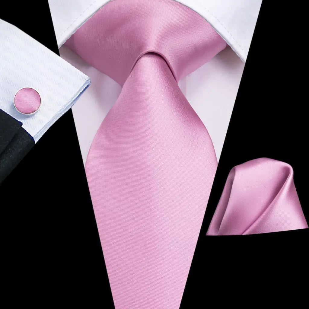 Hi-Tie 100% soie classique pour homme, cravate de mariage corail rose rouge pêche, pochette carrée, boutons de manchette, ensemble de cravates roses pour hommes, cravates cachemire unies