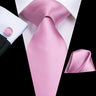 Hi-Tie 100% soie classique pour homme, cravate de mariage corail rose rouge pêche, pochette carrée, boutons de manchette, ensemble de cravates roses pour hommes, cravates cachemire unies