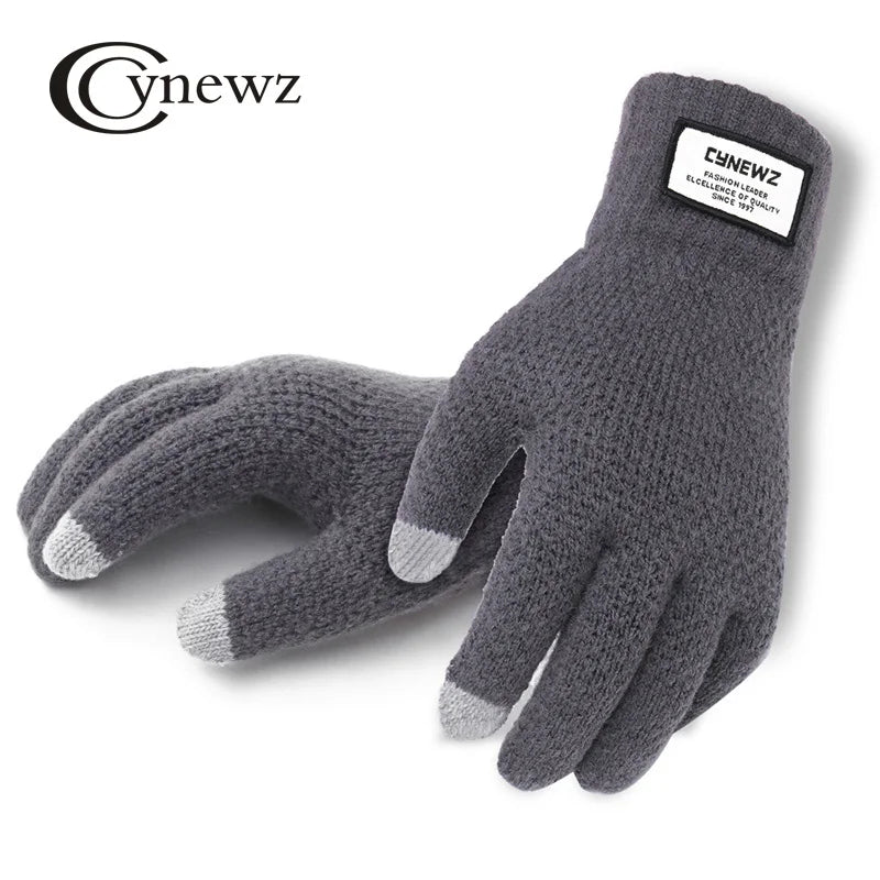 Gants tricotés d'hiver pour hommes, écran tactile, haute qualité, épais, chauds, en laine et cachemire, solides, pour l'automne et l'hiver