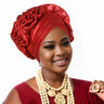 Fashion Women Elastic Ruffle African Turban Cap Lady Head Wraps Nigeria Wedding Auto Gele Headtie Party Headgear Headwear Hat