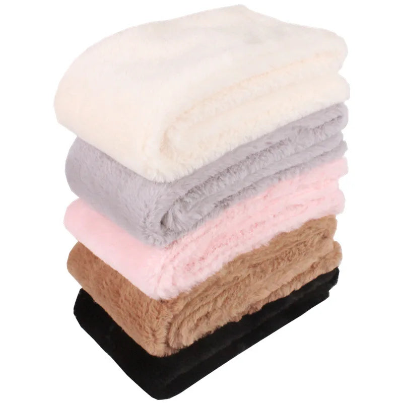 Écharpe épaisse en fausse fourrure pour femme, chaude, col croisé, douce, couleur unie, pour l'hiver, pour jeunes étudiantes, vente en gros