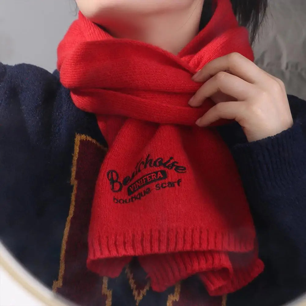 Embroidered Wool Scarf Long Cashmere Shawl Wool Scarves Winter Cashmere Scarves Korean Style Scarves Letter Long Shawl Student