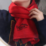 Embroidered Wool Scarf Long Cashmere Shawl Wool Scarves Winter Cashmere Scarves Korean Style Scarves Letter Long Shawl Student
