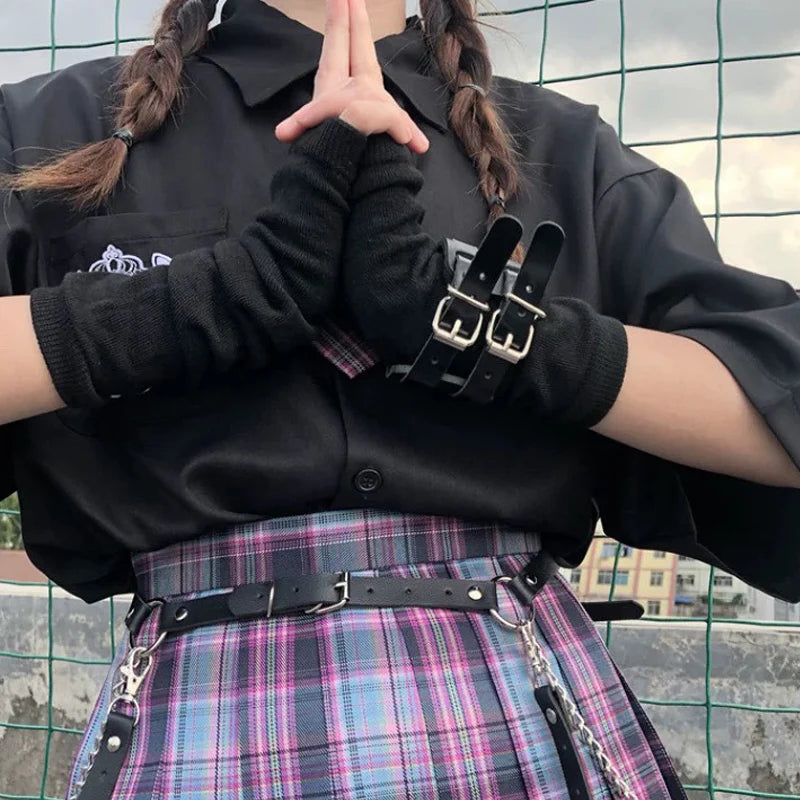 Gants longs sans doigts pour femmes et filles, gants thermiques pour poignets et coudes, chauffe-mains, mitaines tricotées, manches de bras animées