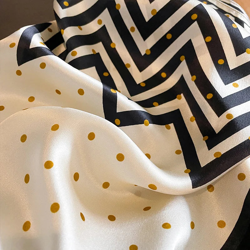 100 % natürlicher Seidenschal für Damen, quadratisch, 2024 Punkte, Druck, kleines Bandana, Haar, Kopftuch, Damen, Halstuch, echte Seidenschals, Tücher, Wickel