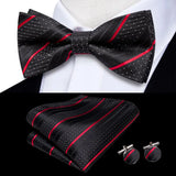 Hi-Tie Nœuds papillon verts de Noël pour hommes Cravate papillon en soie Ensemble de boutons de manchette et mouchoirs pour fête de mariage Nœud papillon uni à carreaux cachemire