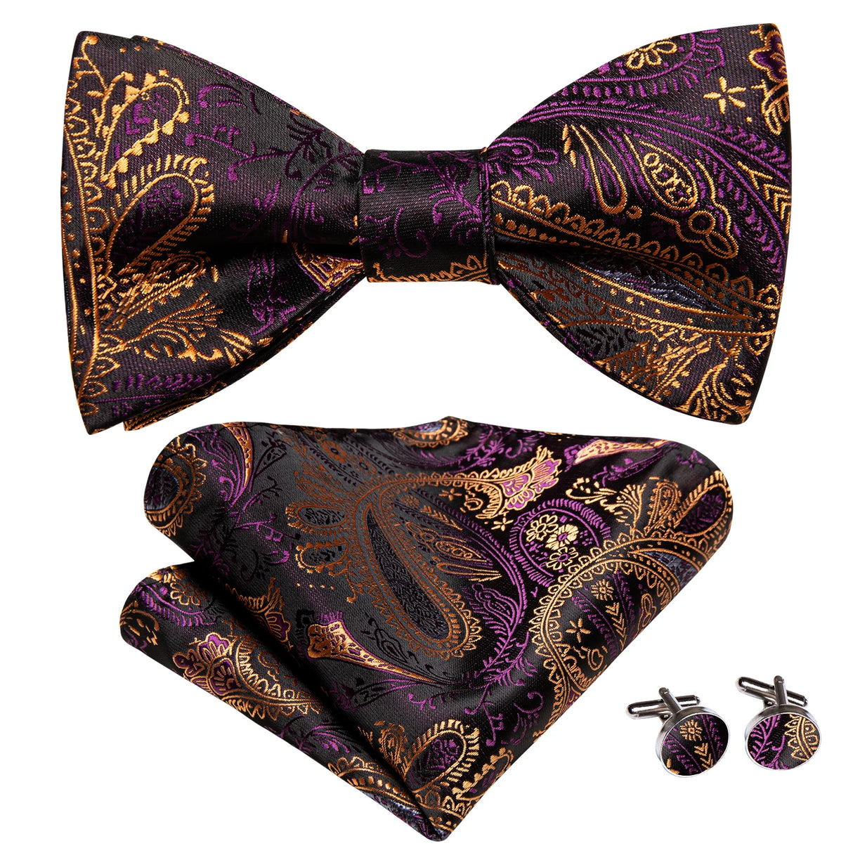 Dropshipping Jacquard Silk Mens Self Bow Tie Hanky Cufflinks Set Male Butterfly Knot Bowtie Wholesale for Male Wedding Business