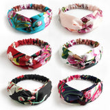 Fashion Headband Non Slip Bohemian Women Headwrap Vintage Cross Elastic Turban Headwear Print Yoga Hair Band Wide Hairband
