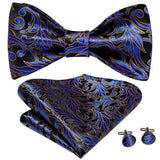 Hi-Tie Ensemble nœud papillon en soie pour homme, mouchoir et boutons de manchette, bleu, rouge, or, noir, blanc, jacquard, nœud papillon, mariage, affaires