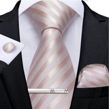 Ensemble cravate homme en soie à rayures roses, motif floral, motif cachemire uni, 8 cm, mouchoir, boutons de manchette, accessoires de mariage, de bal, cravate