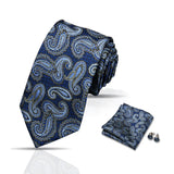 Cravate homme Paisley Jacquard tissé 8 cm formelle affaires mariage cravate poche carré ensemble costume cravate haute qualité fait main Gravata