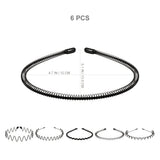 6pcs Metal Headband For Men Women Fashion Hair Bands Outdoors Sports Non Slip Smooth Elastic Teeth Comb Unisex Hair Accessories