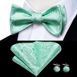 Hi-Tie Ensemble nœud papillon en soie pour homme, mouchoir et boutons de manchette, bleu, rouge, or, noir, blanc, jacquard, nœud papillon, mariage, affaires