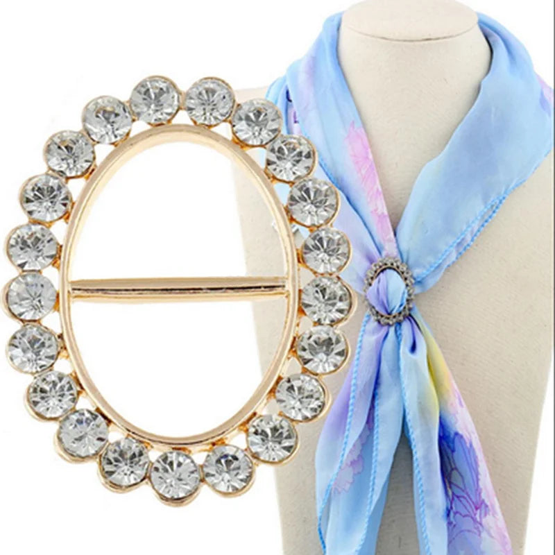 Broche en strass avec cercle creux tendance, pour châle, foulard, broche en cristal, cadeau pour femme, accessoires, vente en gros