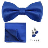 Men Ties Set Solid Color Bowtie Cravat Cufflinks Handkerchief Fashion Butterfly Party Wedding Bow Ties For Men Shirt Accessories