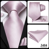 Hi-Tie Cravate de mariage en soie pour homme, motif cachemire, couleur unie, rose, corail, design tendance, qualité, mouchoir, bouton de manchette, fête d'affaires