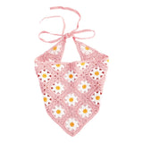 Floral Hair Bandana Knitted Head Kerchief Women Bandana Handmade Crochet Hair Scarf Triangled Headband Headwear