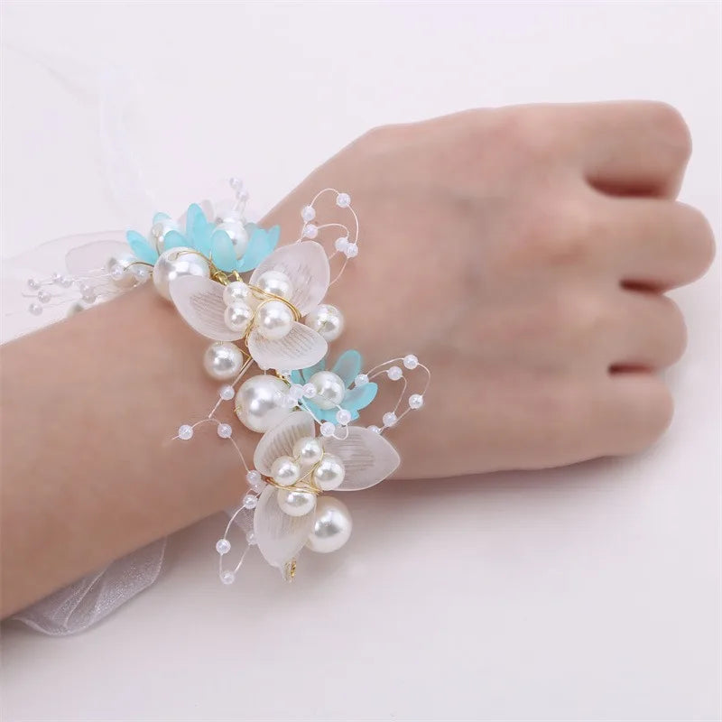 Spring Bohemian Girls Bridal Pearl Hair Headdress Flower Wreath Bride Garland Head Hoop Headbands Hair Jewelry Children Gifts