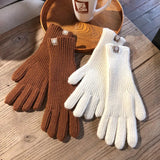 Gants tricotés à écran tactile tendance pour femmes, gants d'hiver chauds, gants d'équitation solides et moelleux, gants de travail Y2k Harajuku Kawaii