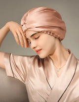 Pure Silk Night Caps Mulberry Silk Sleeping Bonnet Hair Loss Hat Natural Silk Turban For Hair Sleeping Silk Headwrap For Women